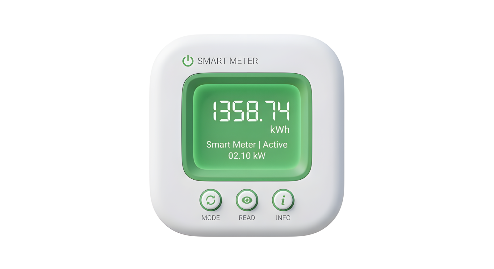 Soft green smart meter visual isolate.